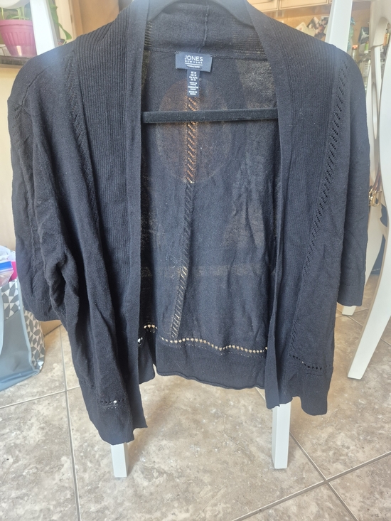 Jones New York Sweaters - Jones New York Black Open-Front Short Sleeve Cardigan